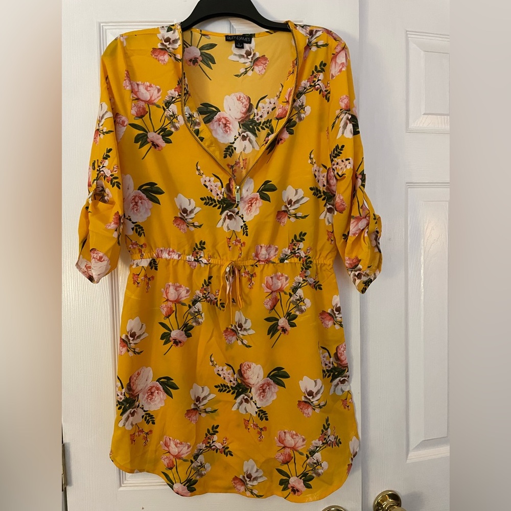 Mustard yellow floral dress